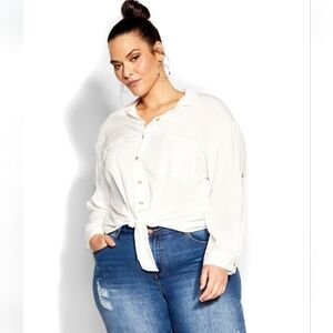 City Chic Tropical Tie Top - ivory.  Sz 22.  NWTs